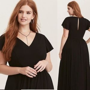 torrid Black Maxi Dress with Flutter Sleeves